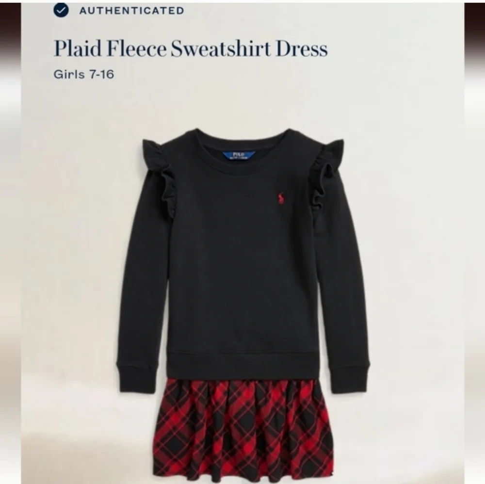 Polo Ralph Lauren Plaid Fleece Sweatshirt Dress. NEW!
